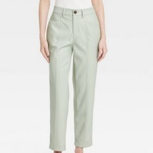 High-Rise Faux Leather Ankle Trousers - A New Day Light Sage Green
